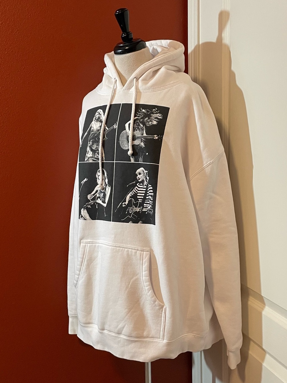 Taylor Swift Women’s The Eras Tour Collage White Cotton Hoodie Sweatshirt